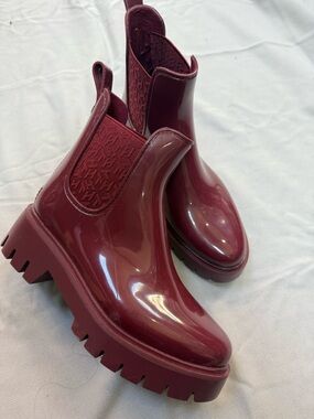 Tommy Hilfiger Burgundy Chunky Chelsea Rain Booties